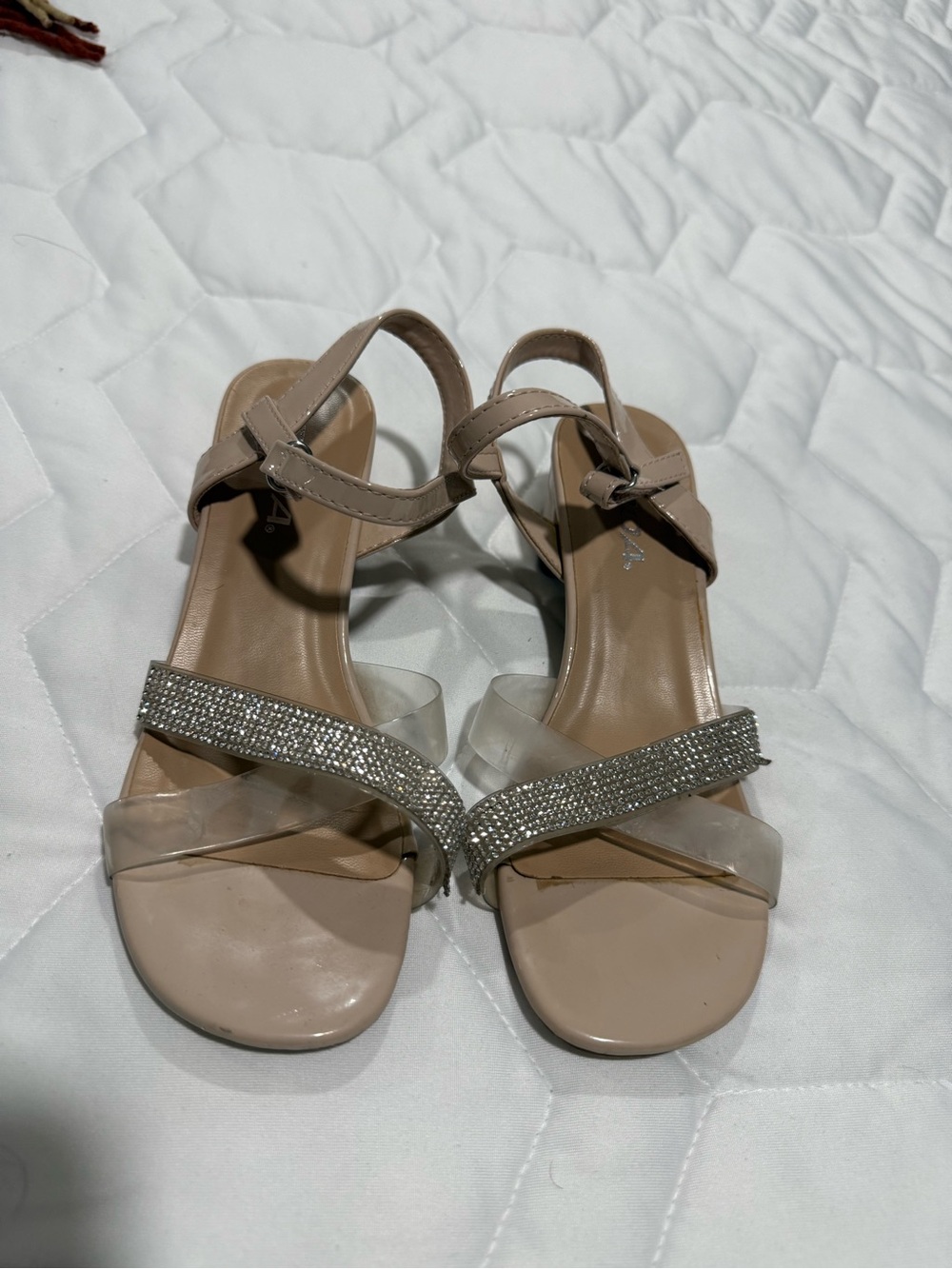 Crystal-Strap Nude Girls Sandals
